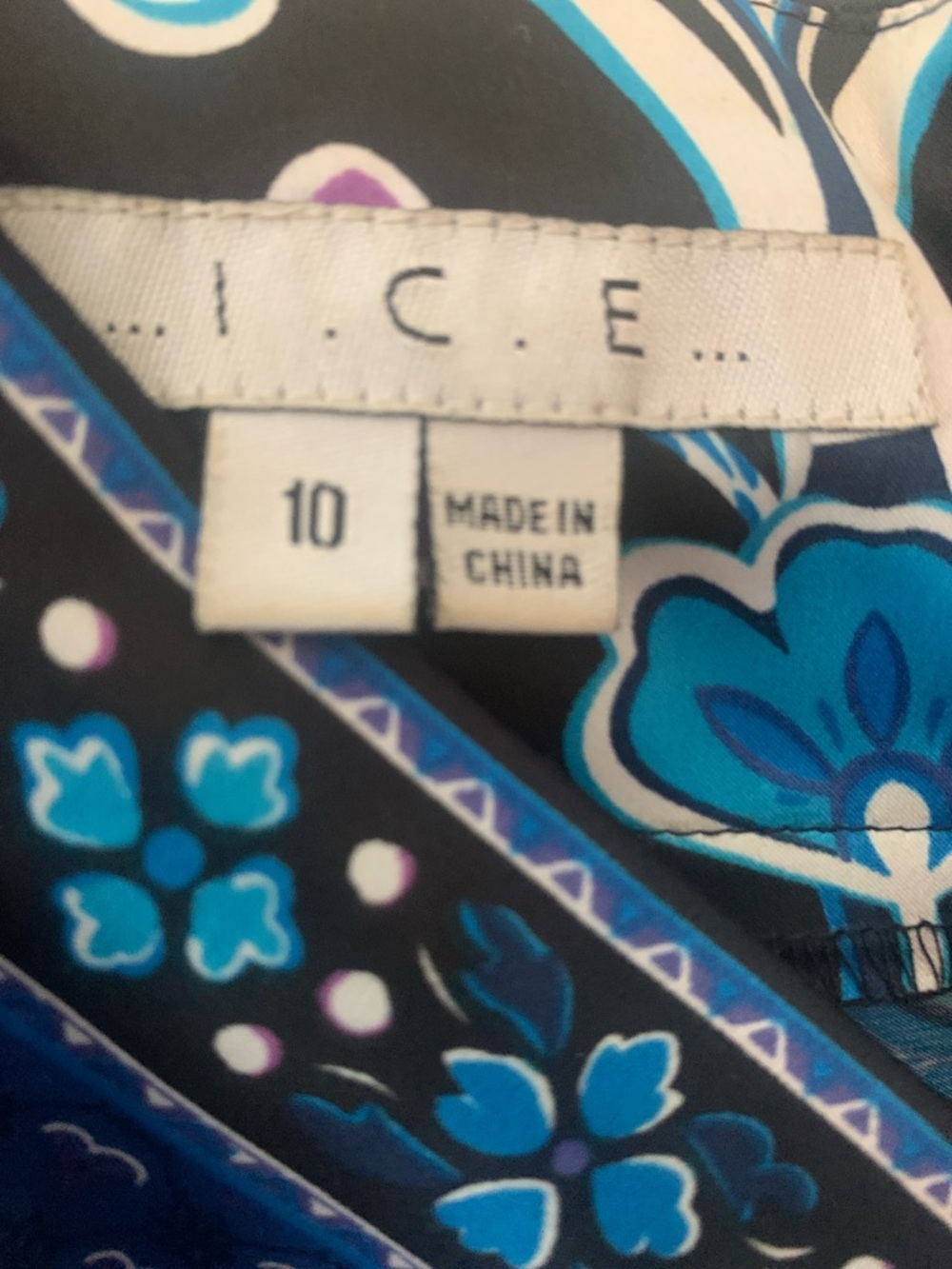 Ice Blue and Black Floral Paisley Slip Dress - Picture 2 of 7
